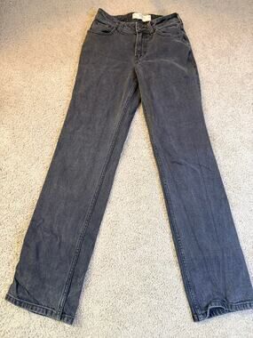 Hollister High Rise Straight Jeans Washed Black Faded Gray 90s Size 00R W24 Reg
